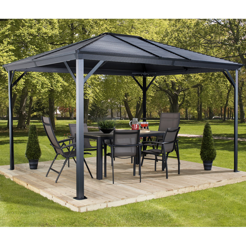 Tonnelle VENTURA 296x296cm en aluminium anthracite - SOJAG