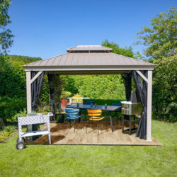 Tonnelle Messina 298x363cm en aluminium laqué champagne - SOJAG