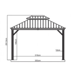 Tonnelle Messina 298x363cm en aluminium laqué champagne - SOJAG
