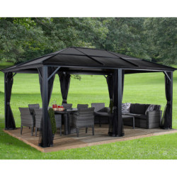 Pergola Meridien aluminium anthracite et polycarbonate 8mm SOJAG