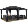 Pergola Meridien aluminium anthracite et polycarbonate 8mm SOJAG