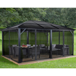 Pergola Meridien aluminium anthracite et polycarbonate 8mm SOJAG