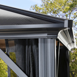 Pergola Meridien aluminium anthracite et polycarbonate 8mm SOJAG