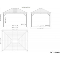 Tonnelle Mykonos 299x364cm en aluminium anthracite - SOJAG
