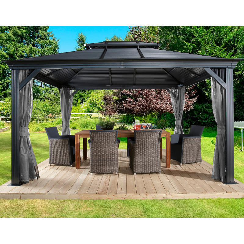 Tonnelle Mykonos 299x425cm en aluminium anthracite - SOJAG