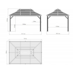 Tonnelle Mykonos 299x425cm en aluminium anthracite - SOJAG