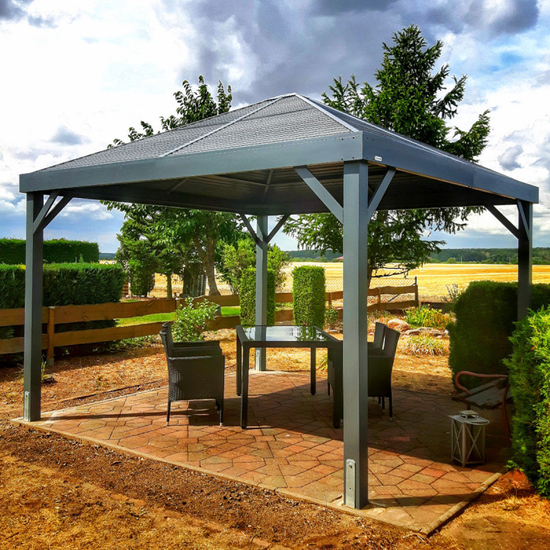 Tonnelle South Beach 363x363cm en aluminium anthracite - SOJAG