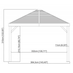 Tonnelle South Beach 363x363cm en aluminium anthracite - SOJAG