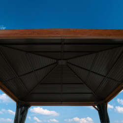 Tonnelle Valencia 363x363cm en aluminium aspect bois - SOJAG