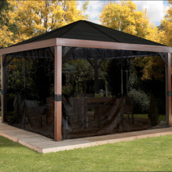 Tonnelle Valencia 363x363cm en aluminium aspect bois - SOJAG