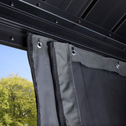 Rideaux en polyester gris pour pergola Messina 10x12  SOJAG