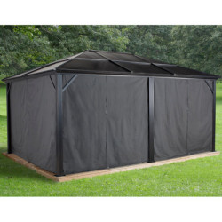 Rideaux en polyester gris pour pergola Meridien 12x16 SOJAG