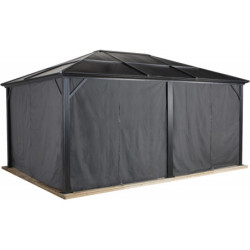 Rideaux en polyester gris pour pergola Meridien 12x16 SOJAG