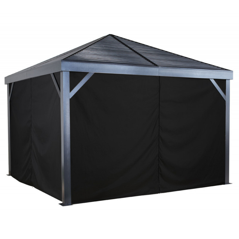 Rideaux en polyester gris pour pergola South Beach 12x12 SOJAG