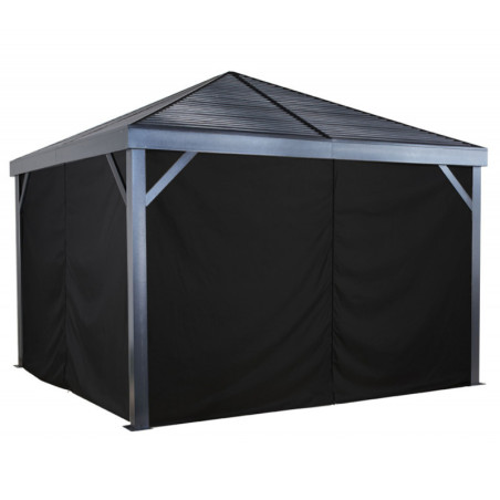 Rideaux en polyester gris pour pergola South Beach 12x12 SOJAG