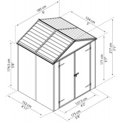 Abri de jardin 2,8m² en polycarbonate RUBICON - Palram - Canopia
