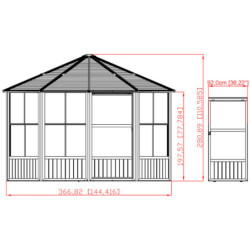 Pavillon Charlestone de SOJAG 384x384cm en aluminium et acier