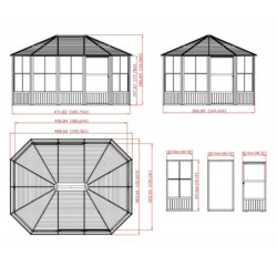 Pavillon Charlestone de SOJAG 384x489cm en aluminium et acier