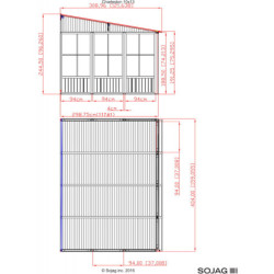 Pavillon adossé Charlestone SOJAG 309x404cm en aluminium et acier
