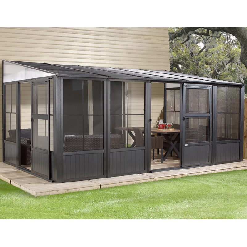 Pavillon adossé Charlestone SOJAG 309x502cm en aluminium et acier