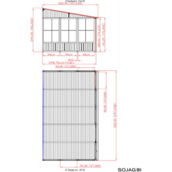 Pavillon adossé Charlestone SOJAG 309x502cm en aluminium et acier