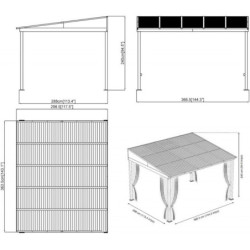 Tonnelle 363x298cm Portland aluminium et acier galvanisé SOJAG