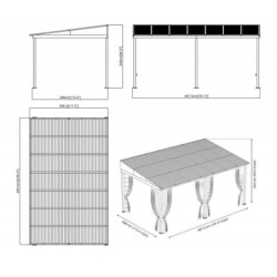 Tonnelle 484x298cm Portland aluminium et acier galvanisé SOJAG