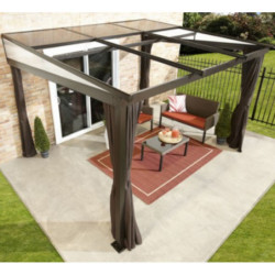 Tonnelle adossée 364x288cm Budapest en  aluminium avec toit SOJAG