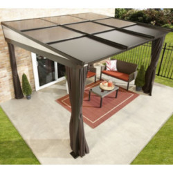 Tonnelle adossée 364x288cm Budapest en  aluminium avec toit SOJAG