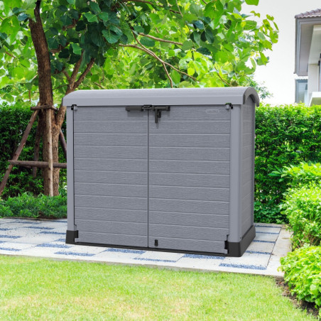 Armoire de jardin en résine gris 1200L avec couvercle arrondi DURAMAX