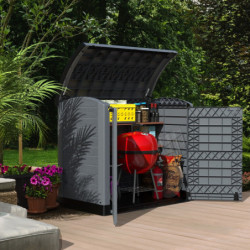 Armoire de jardin en résine gris 1200L avec couvercle arrondi DURAMAX