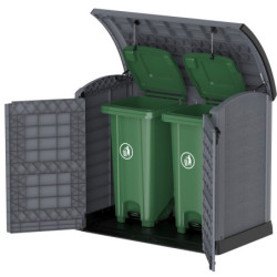 Armoire de jardin en résine gris 1200L avec couvercle arrondi DURAMAX