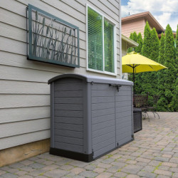 Armoire de jardin en résine gris 1200L avec couvercle arrondi DURAMAX