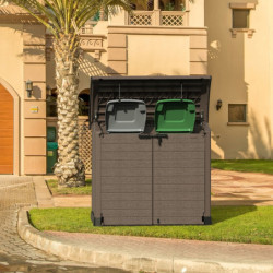 Armoire de jardin en résine gris 1200L avec couvercle arrondi DURAMAX