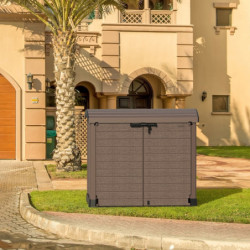 Armoire de jardin en résine gris 1200L avec couvercle arrondi DURAMAX