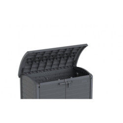 Armoire de jardin en résine gris 1200L avec couvercle arrondi DURAMAX