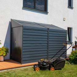 Abri 3,5m² adossé en acier galvanisé anthracite Spacemaker