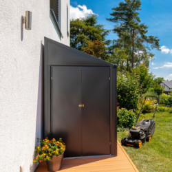 Abri 2,4m² adossé en acier galvanisé anthracite Spacemaker