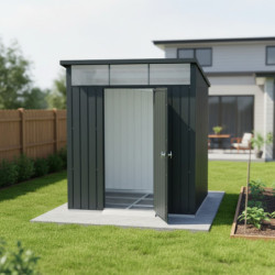 Abri toit plat en métal anthracite 3,92m² panneaux de 0.5mm - DURAMAX