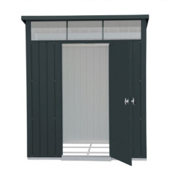 Abri toit plat en métal anthracite 3,92m² panneaux de 0.5mm - DURAMAX