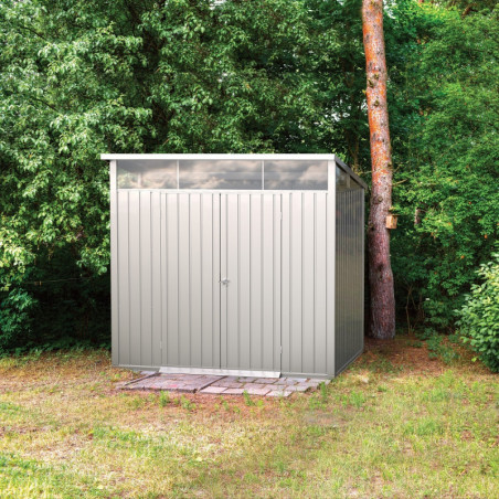 Abri toit plat en métal gris 5,22m² avec panneaux de 0.5mm - DURAMAX