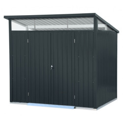 Abri toit plat en métal anthracite 5,22m², panneaux de 0.5mm - DURAMAX