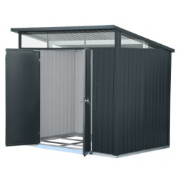 Abri toit plat en métal anthracite 5,22m², panneaux de 0.5mm - DURAMAX