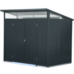Abri toit plat en métal anthracite 5,22m², panneaux de 0.5mm - DURAMAX