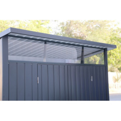Abri toit plat en métal anthracite 5,22m², panneaux de 0.5mm - DURAMAX