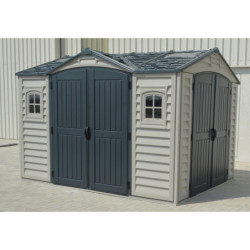 Abri de jardin en PVC 8,05m² + kit de fondation DarkGrey Apex Duramax
