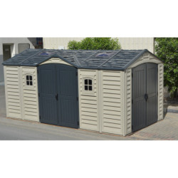 Abri de jardin en PVC 11,95m² + kit de fondation DarkGrey Apex Duramax