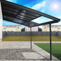Toit de terrasse en alu et panneaux amovibles polycarbonate 12,04m²