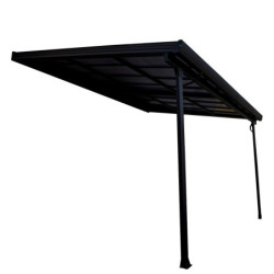 Toit de terrasse en alu et panneaux amovibles polycarbonate 12,04m²