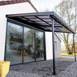 Toit de terrasse en alu et panneaux amovibles polycarbonate 12,04m²